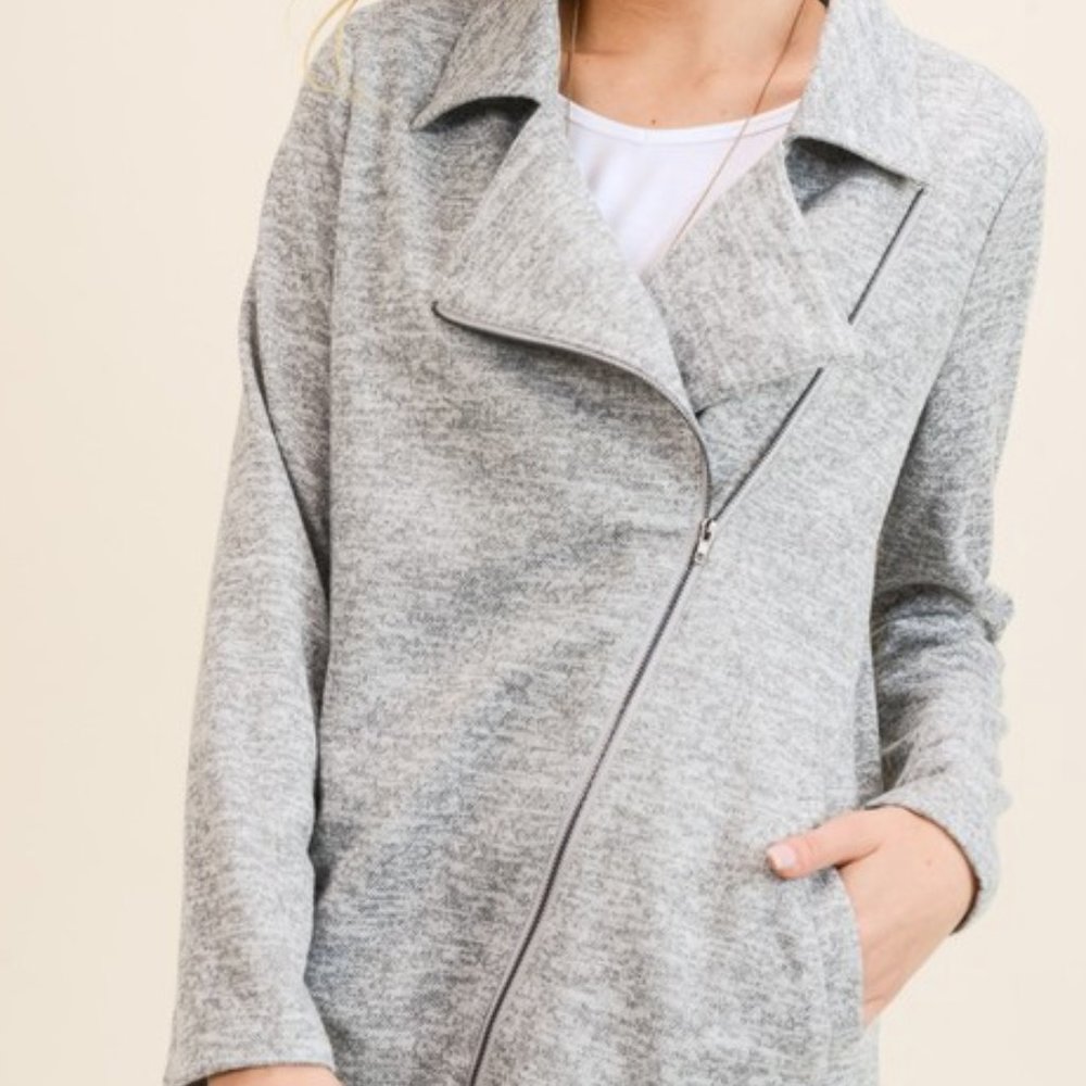 Gray Moto Knit Jacket - Picture 5 of 7